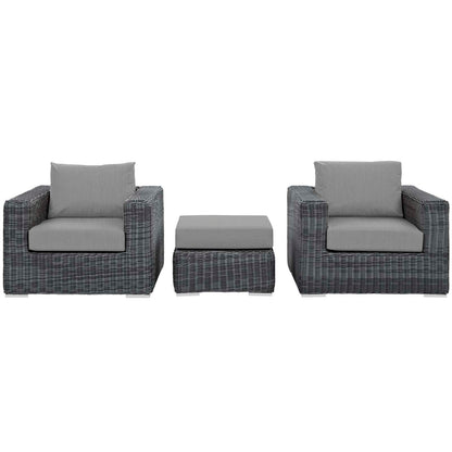 Modway Outlet Summon 3 Piece Outdoor Patio Sunbrella? Sectional Set by Modway  Outdoor Furniture Furniture Canvas Gray - EEI-1905-GRY-GRY-SET