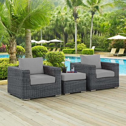 Modway Outlet Summon 3 Piece Outdoor Patio Sunbrella? Sectional Set by Modway  Outdoor Furniture Furniture Canvas Gray - EEI-1905-GRY-GRY-SET