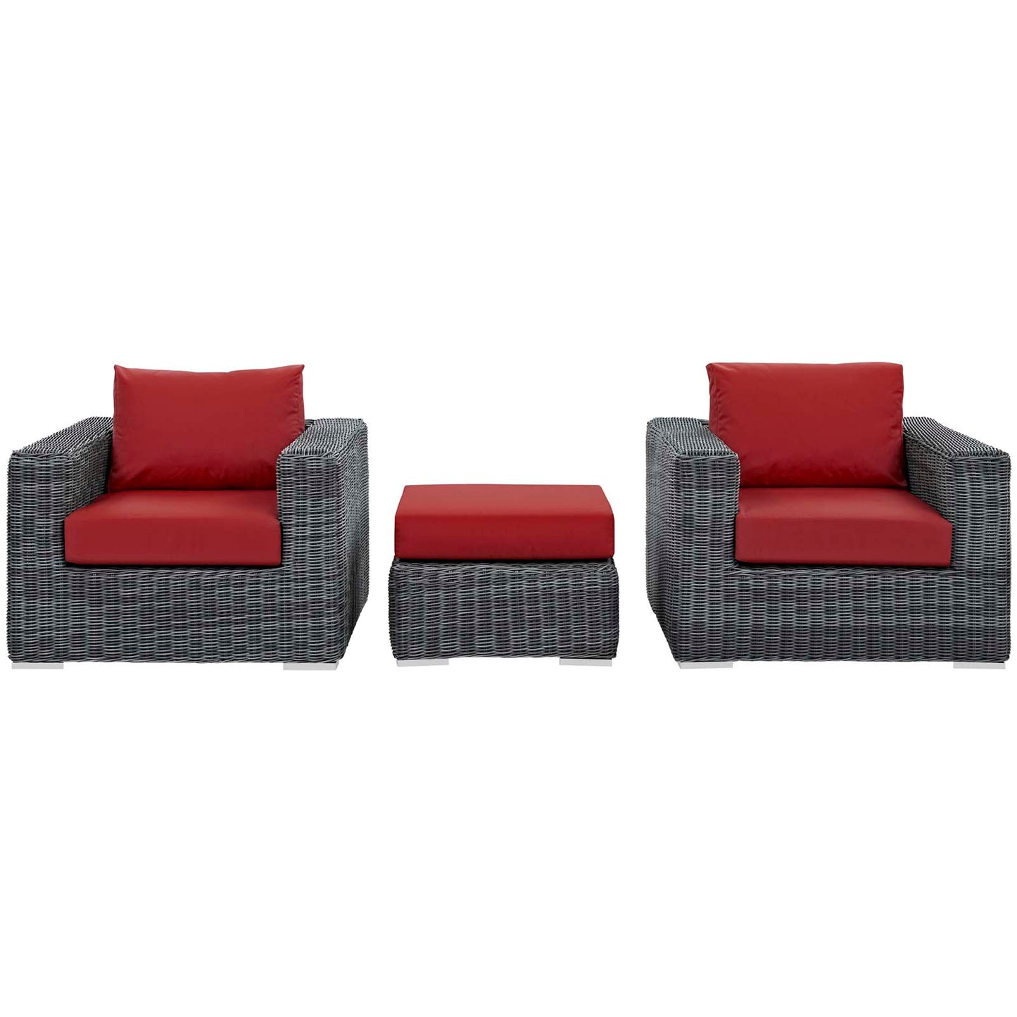 Modway Outlet Summon 3 Piece Outdoor Patio Sunbrella? Sectional Set by Modway  Outdoor Furniture Furniture Canvas Red - EEI-1905-GRY-RED-SET