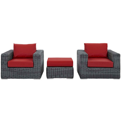 Modway Outlet Summon 3 Piece Outdoor Patio Sunbrella? Sectional Set by Modway  Outdoor Furniture Furniture Canvas Red - EEI-1905-GRY-RED-SET