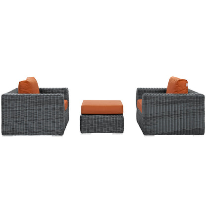 Modway Outlet Summon 3 Piece Outdoor Patio Sunbrella? Sectional Set by Modway  Outdoor Furniture Furniture Canvas Tuscan - EEI-1905-GRY-TUS-SET