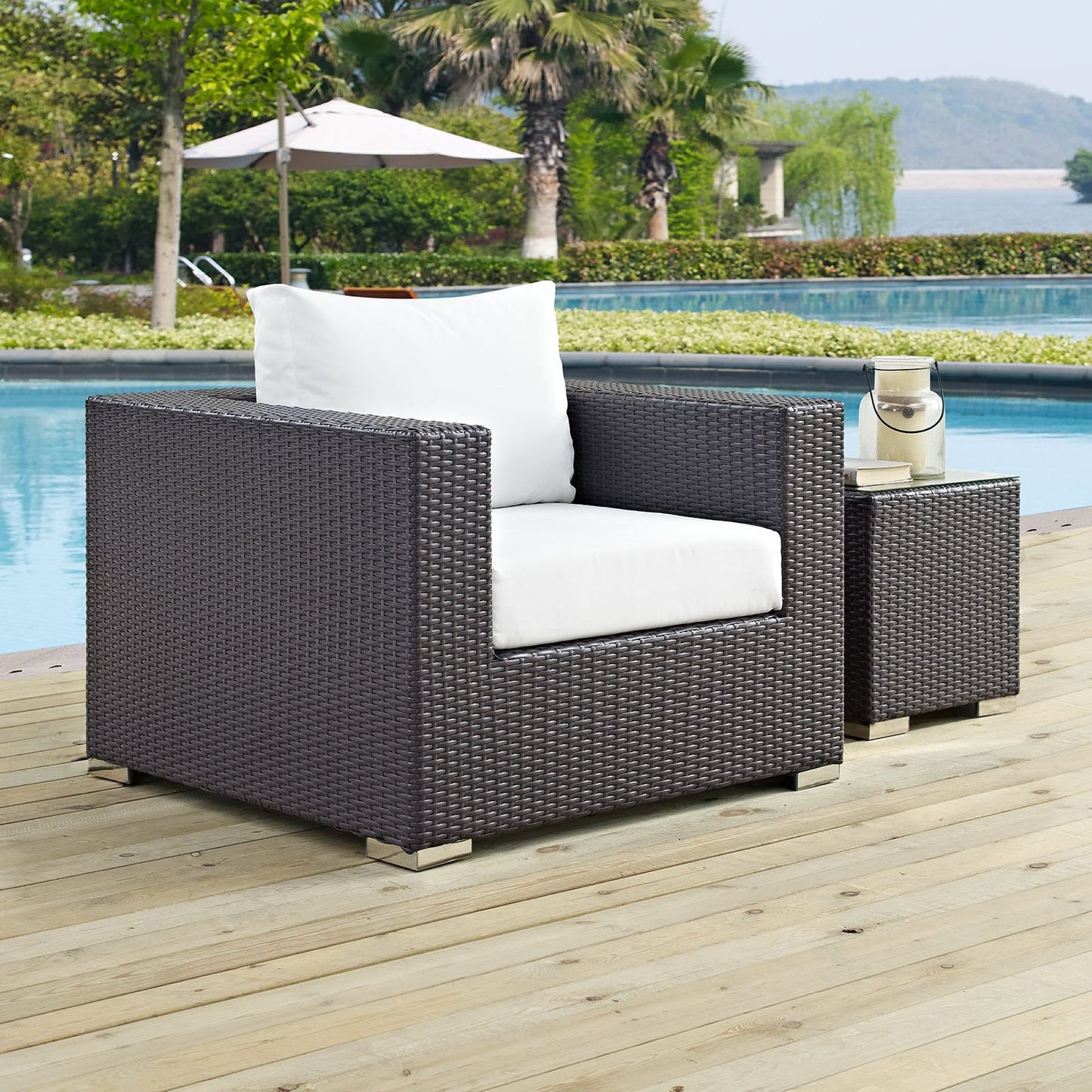 Modway - Convene Outdoor Patio Armchair by Modway  Outdoor Furniture Sofa Sectionals White - EEI-1906-EXP-WHI