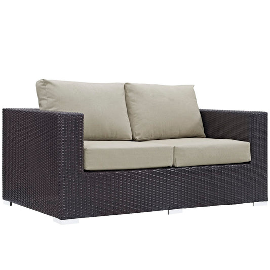 Modway - Convene Outdoor Patio Loveseat by Modway  Outdoor Furniture Sofa Sectionals Brown - EEI-1907-EXP-BEI