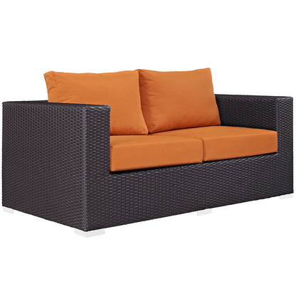 Modway Outlet Convene Outdoor Patio Loveseat by Modway  Outdoor Furniture Furniture Espresso Orange - EEI-1907-EXP-ORA