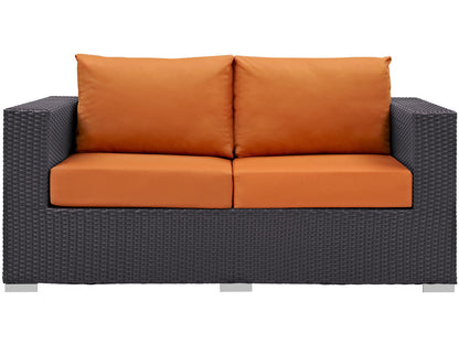 Modway Outlet Convene Outdoor Patio Loveseat by Modway  Outdoor Furniture Furniture Espresso Orange - EEI-1907-EXP-ORA
