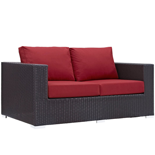 Modway Outlet Convene Outdoor Patio Loveseat by Modway  Outdoor Furniture Furniture Espresso Red - EEI-1907-EXP-RED