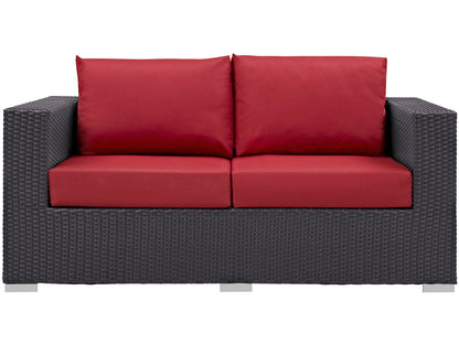 Modway Outlet Convene Outdoor Patio Loveseat by Modway  Outdoor Furniture Furniture Espresso Red - EEI-1907-EXP-RED