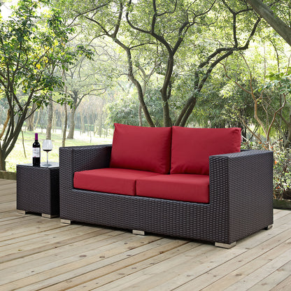 Modway Outlet Convene Outdoor Patio Loveseat by Modway  Outdoor Furniture Furniture Espresso Red - EEI-1907-EXP-RED