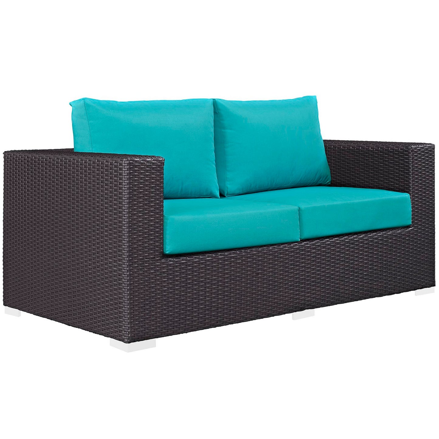 Modway Outlet Convene Outdoor Patio Loveseat by Modway  Outdoor Furniture Furniture Espresso Turquoise - EEI-1907-EXP-TRQ