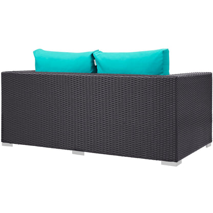 Modway Outlet Convene Outdoor Patio Loveseat by Modway  Outdoor Furniture Furniture Espresso Turquoise - EEI-1907-EXP-TRQ