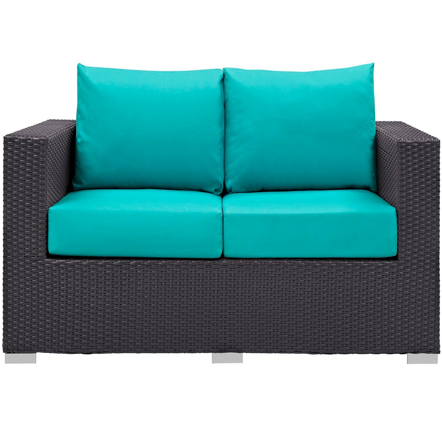 Modway Outlet Convene Outdoor Patio Loveseat by Modway  Outdoor Furniture Furniture Espresso Turquoise - EEI-1907-EXP-TRQ