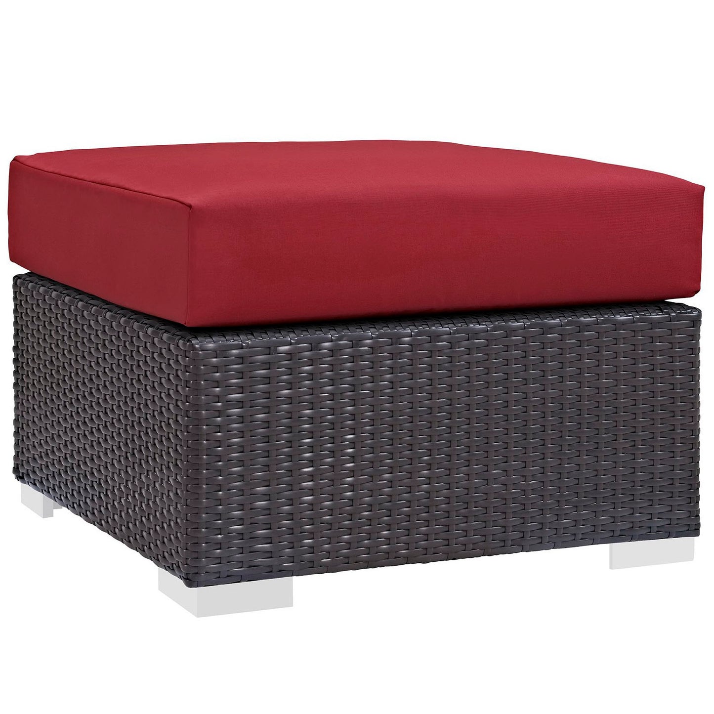 Modway Outlet Convene Outdoor Patio Fabric Square Ottoman by Modway  Outdoor Furniture Furniture Espresso Red - EEI-1911-EXP-RED