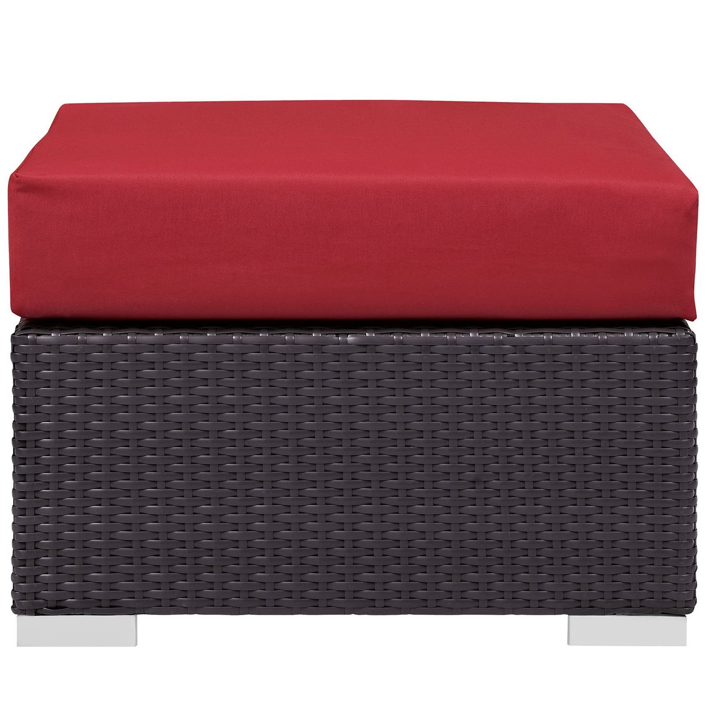 Modway Outlet Convene Outdoor Patio Fabric Square Ottoman by Modway  Outdoor Furniture Furniture Espresso Red - EEI-1911-EXP-RED