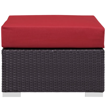 Modway Outlet Convene Outdoor Patio Fabric Square Ottoman by Modway  Outdoor Furniture Furniture Espresso Red - EEI-1911-EXP-RED