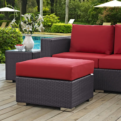 Modway Outlet Convene Outdoor Patio Fabric Square Ottoman by Modway  Outdoor Furniture Furniture Espresso Red - EEI-1911-EXP-RED