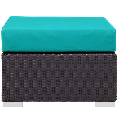 Modway Outlet Convene Outdoor Patio Fabric Square Ottoman by Modway  Outdoor Furniture Furniture Espresso Turquoise - EEI-1911-EXP-TRQ