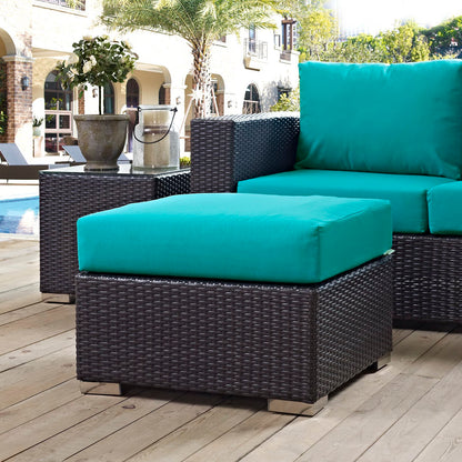 Modway Outlet Convene Outdoor Patio Fabric Square Ottoman by Modway  Outdoor Furniture Furniture Espresso Turquoise - EEI-1911-EXP-TRQ