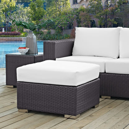 Modway - Convene Outdoor Patio Fabric Square Ottoman by Modway  Outdoor Furniture Sofa Sectionals White - EEI-1911-EXP-WHI