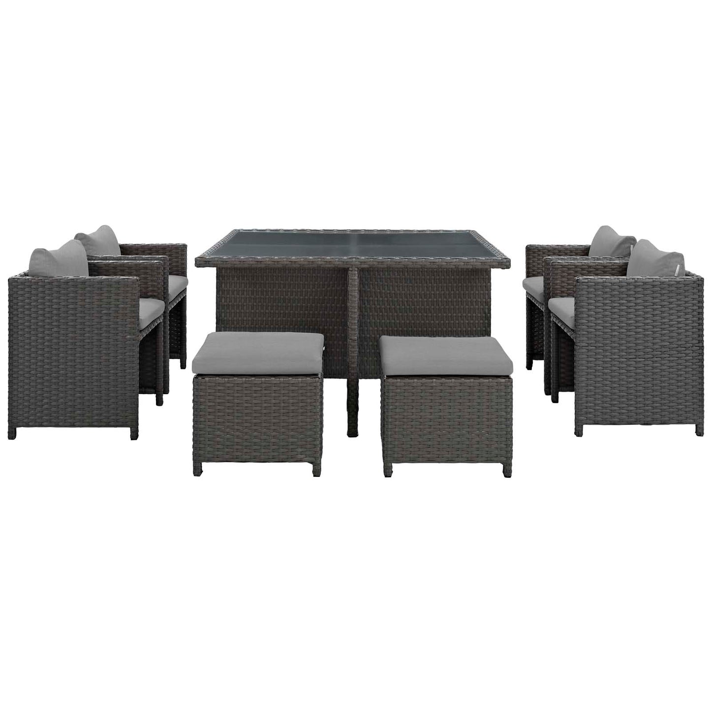 Modway Outlet Sojourn 9 Piece Outdoor Patio Sunbrella? Dining Set by Modway  Outdoor Furniture Furniture Canvas Gray - EEI-1946-CHC-GRY-SET