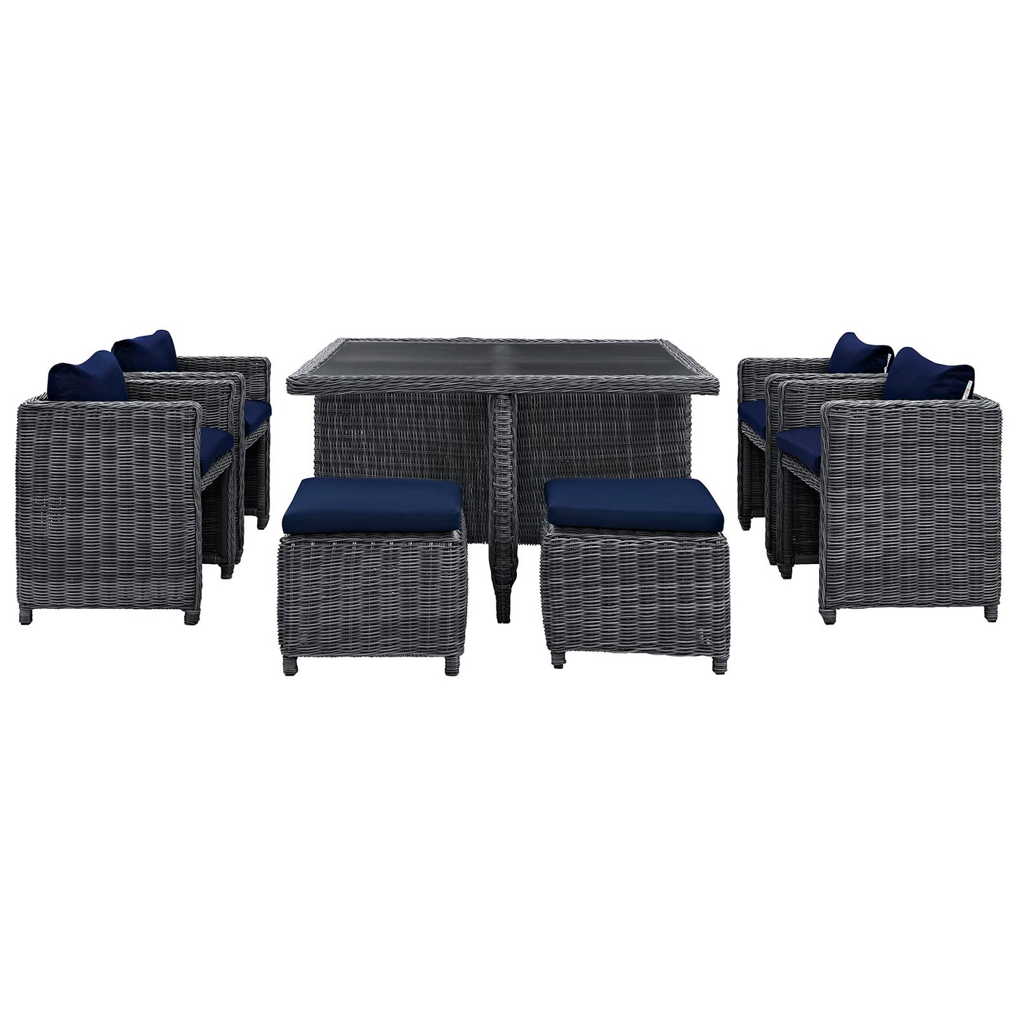 Modway Outlet Summon 9 Piece Outdoor Patio Sunbrella? Dining Set by Modway  Outdoor Furniture Furniture Canvas Navy - EEI-1947-GRY-NAV-SET