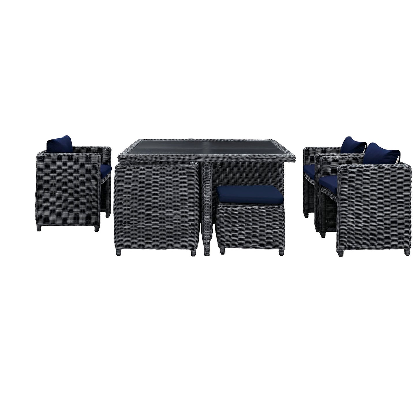 Modway Outlet Summon 9 Piece Outdoor Patio Sunbrella? Dining Set by Modway  Outdoor Furniture Furniture Canvas Navy - EEI-1947-GRY-NAV-SET