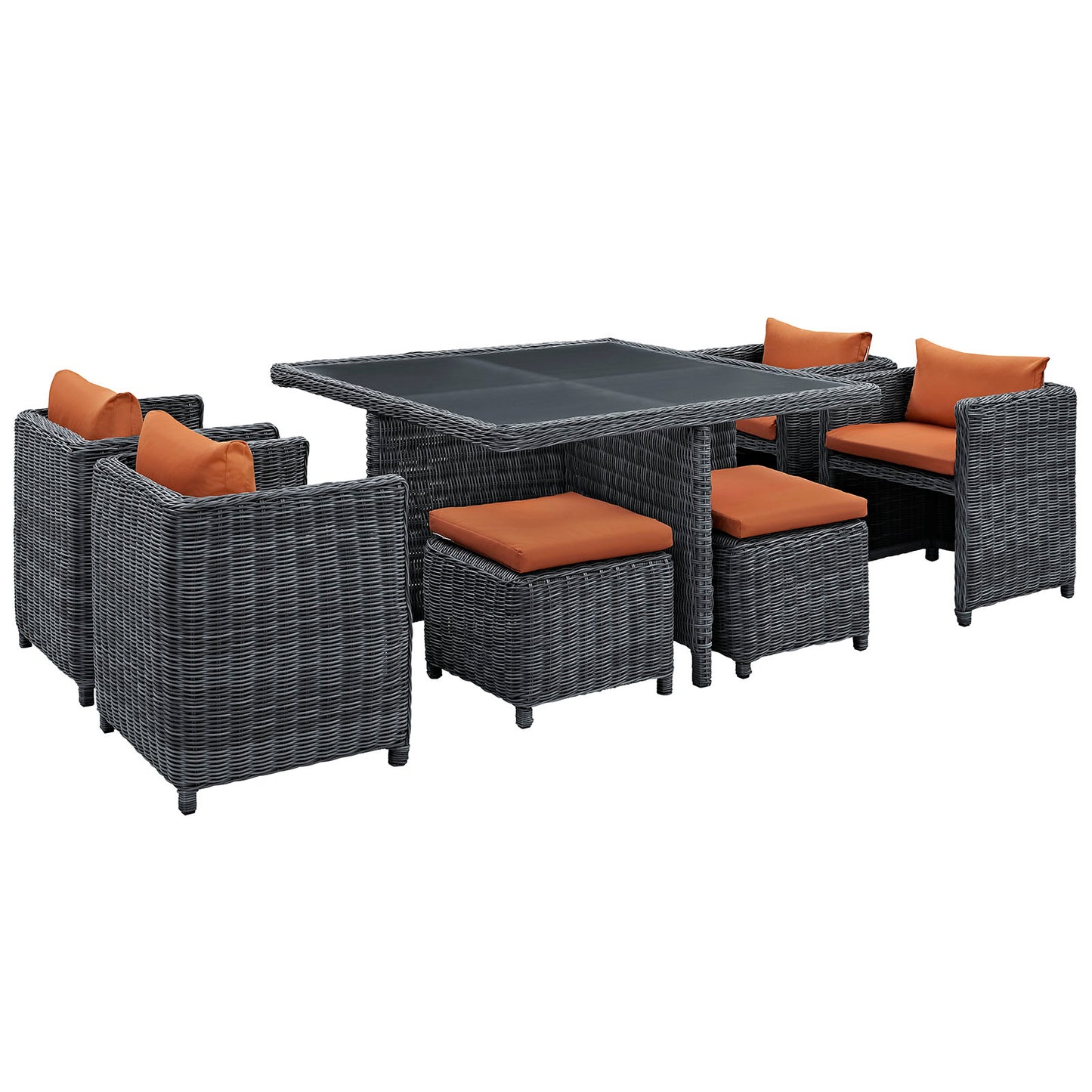 Modway Outlet Summon 9 Piece Outdoor Patio Sunbrella? Dining Set by Modway  Outdoor Furniture Furniture Canvas Tuscan - EEI-1947-GRY-TUS-SET