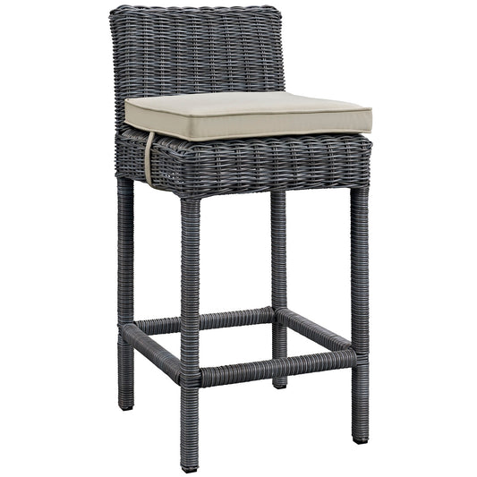 Modway Outlet Summon Outdoor Patio Sunbrella? Bar Stool by Modway  Outdoor Furniture Furniture Antique Canvas Beige - EEI-1960-GRY-BEI