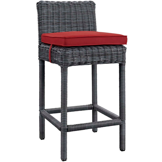 Modway Outlet Summon Outdoor Patio Sunbrella? Bar Stool by Modway  Outdoor Furniture Furniture Gray Red - EEI-1960-GRY-RED