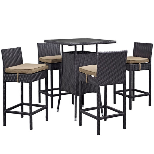 Modway Outlet Convene 5 Piece Outdoor Patio Pub Set by Modway  Outdoor Furniture Furniture Espresso Mocha - EEI-1963-EXP-MOC-SET