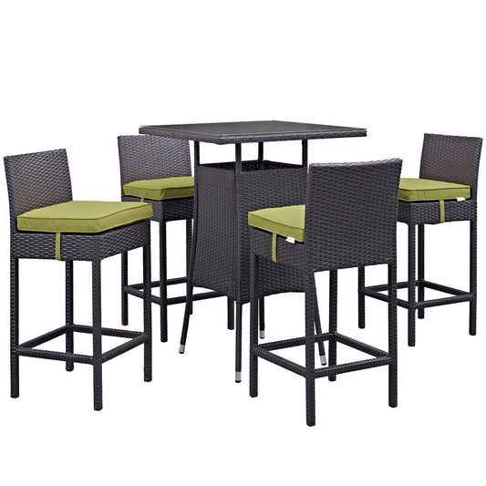 Modway Outlet Convene 5 Piece Outdoor Patio Pub Set by Modway  Outdoor Furniture Furniture Espresso Peridot - EEI-1963-EXP-PER-SET