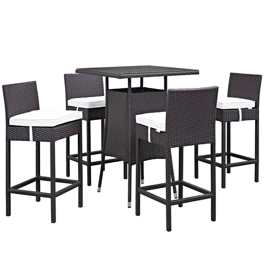 Modway Outlet Convene 5 Piece Outdoor Patio Pub Set by Modway  Outdoor Furniture Furniture Espresso White - EEI-1963-EXP-WHI-SET