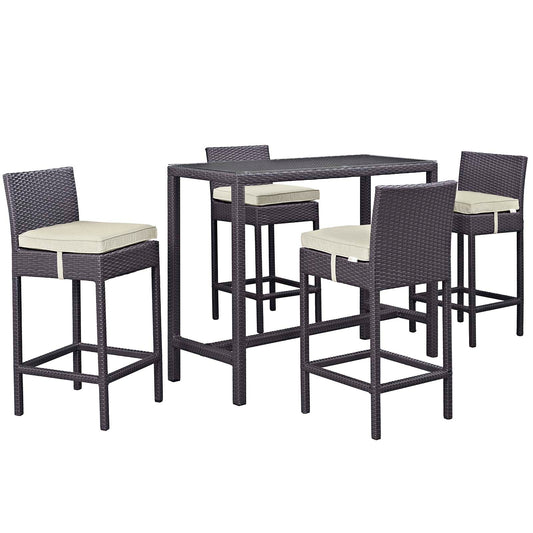 Modway Outlet Convene 5 Piece Outdoor Patio Pub Set by Modway  Outdoor Furniture Furniture Espresso Beige - EEI-1964-EXP-BEI-SET