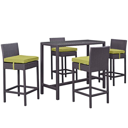 Modway Outlet Convene 5 Piece Outdoor Patio Pub Set by Modway  Outdoor Furniture Furniture Espresso Peridot - EEI-1964-EXP-PER-SET