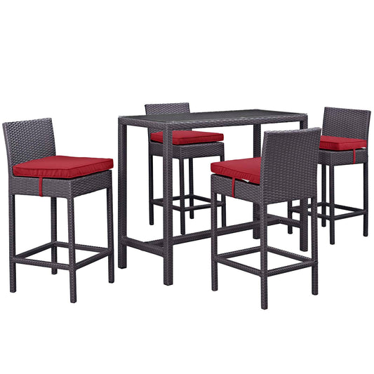 Modway Outlet Convene 5 Piece Outdoor Patio Pub Set by Modway  Outdoor Furniture Furniture Espresso Red - EEI-1964-EXP-RED-SET