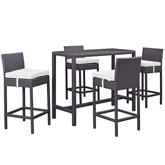 Modway Outlet Convene 5 Piece Outdoor Patio Pub Set by Modway  Outdoor Furniture Furniture Espresso White - EEI-1964-EXP-WHI-SET