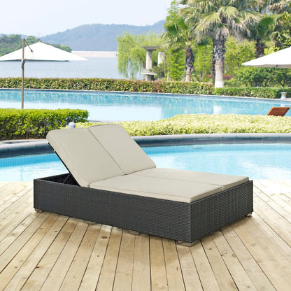 Modway Outlet Sojourn Outdoor Patio Sunbrella? Double Chaise by Modway  Outdoor Furniture Furniture Chocolate Beige - EEI-1983-CHC-BEI