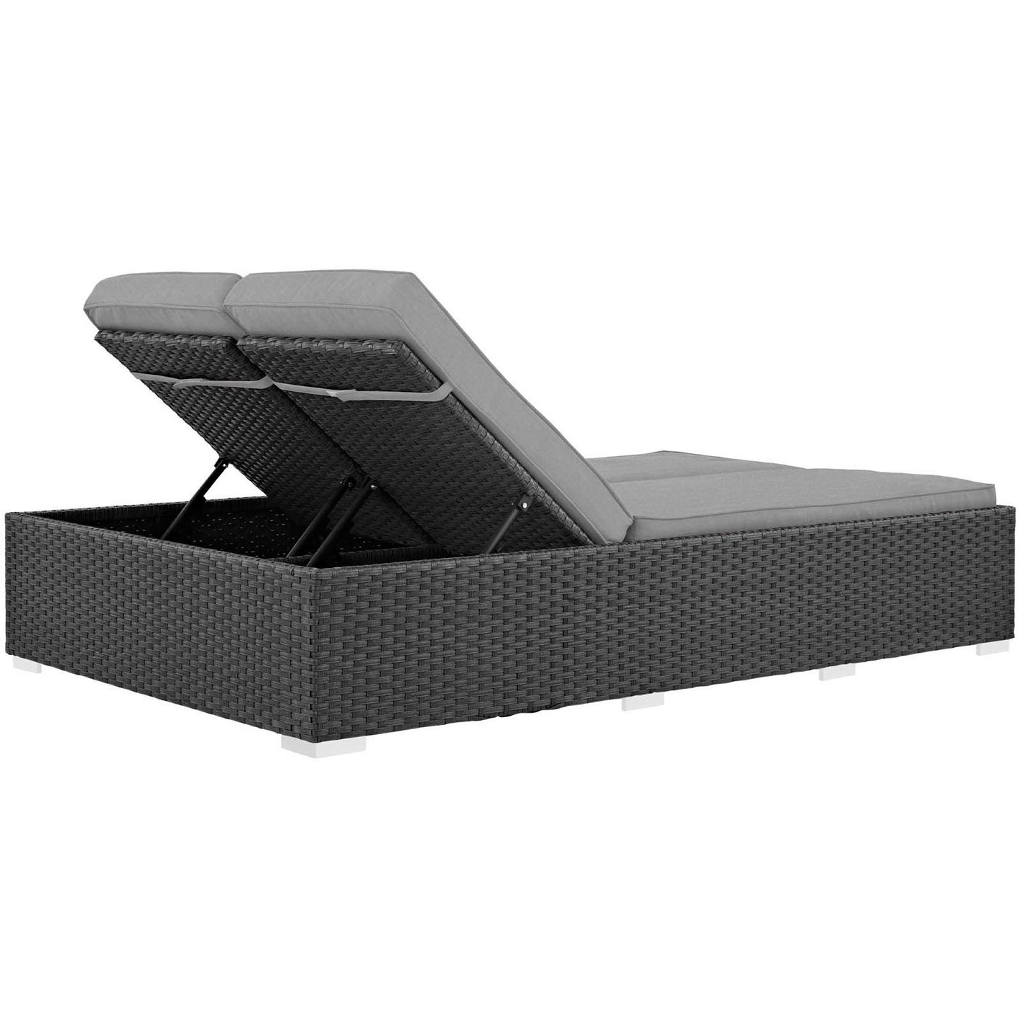 Modway Outlet Sojourn Outdoor Patio Sunbrella? Double Chaise by Modway  Outdoor Furniture Furniture Chocolate Gray - EEI-1983-CHC-GRY