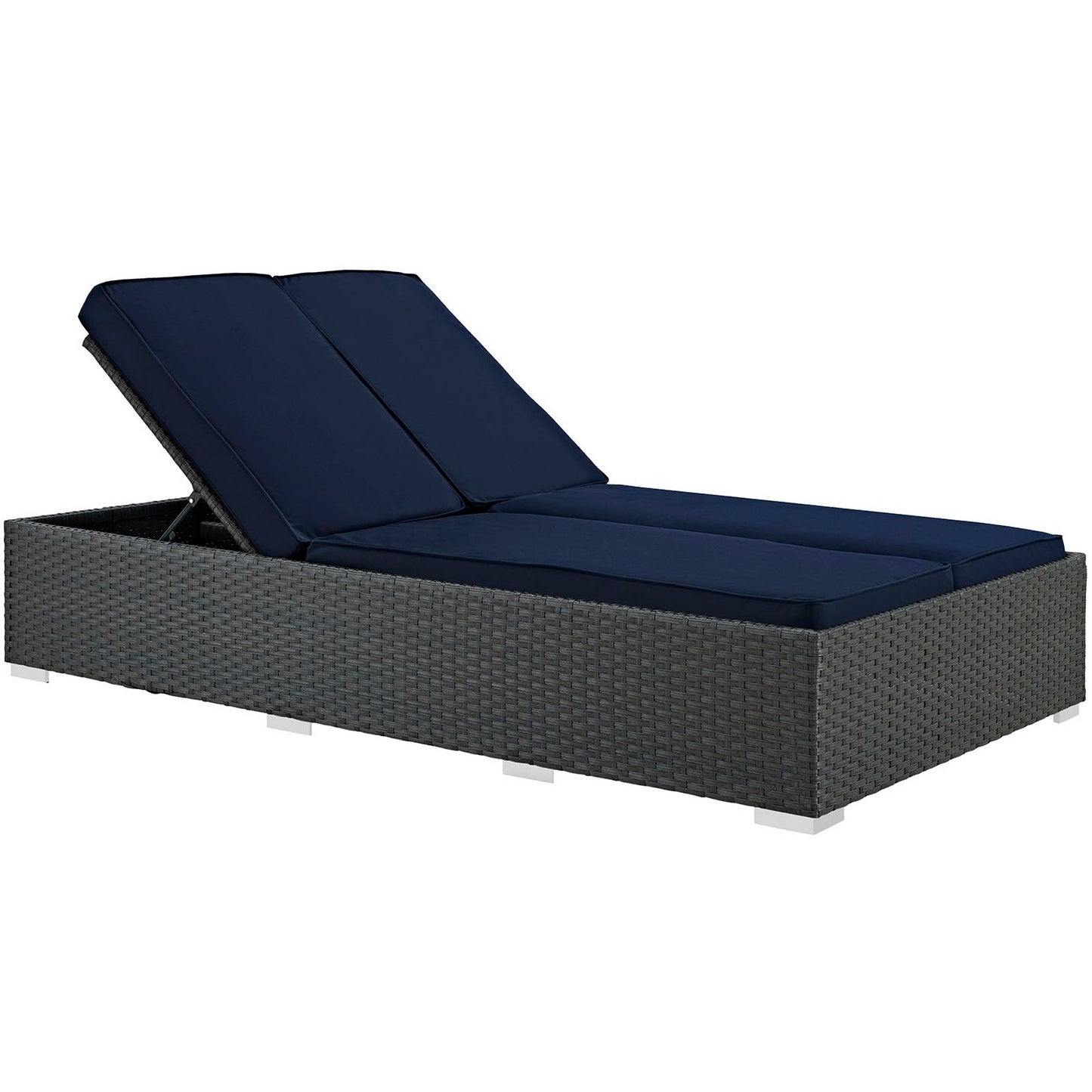 Modway Outlet Sojourn Outdoor Patio Sunbrella? Double Chaise by Modway  Outdoor Furniture Furniture Chocolate Navy - EEI-1983-CHC-NAV