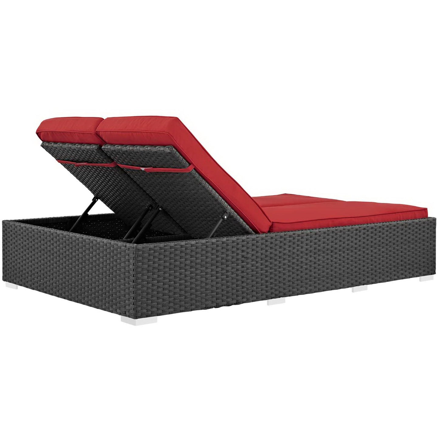 Modway Outlet Sojourn Outdoor Patio Sunbrella? Double Chaise by Modway  Outdoor Furniture Furniture Chocolate Red - EEI-1983-CHC-RED