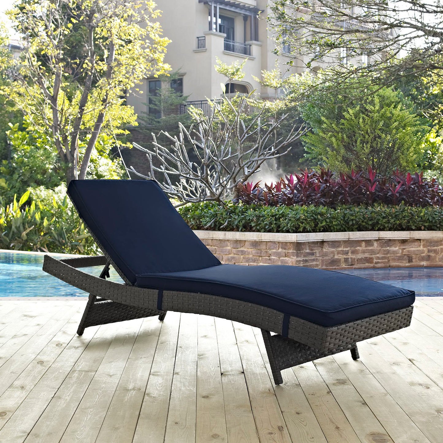 Modway Outlet Sojourn Outdoor Patio Sunbrella? Chaise by Modway  Outdoor Furniture Furniture Canvas Navy - EEI-1985-CHC-NAV