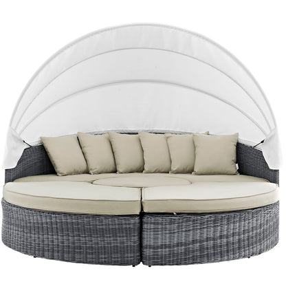 Modway Outlet Summon Canopy Outdoor Patio Sunbrella? Daybed by Modway  Outdoor Furniture Furniture Antique Canvas Beige - EEI-1997-GRY-BEI-SET