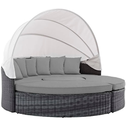 Modway Outlet Summon Canopy Outdoor Patio Sunbrella? Daybed by Modway  Outdoor Furniture Furniture Canvas Gray - EEI-1997-GRY-GRY