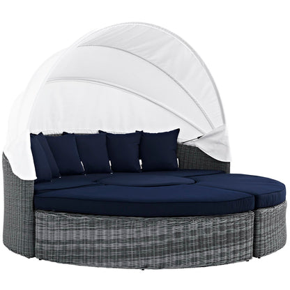 Modway - Summon Canopy Outdoor Patio Sunbrella? Daybed by Modway  Outdoor Furniture Sofa Sectionals Blue - EEI-1997-GRY-NAV-SET