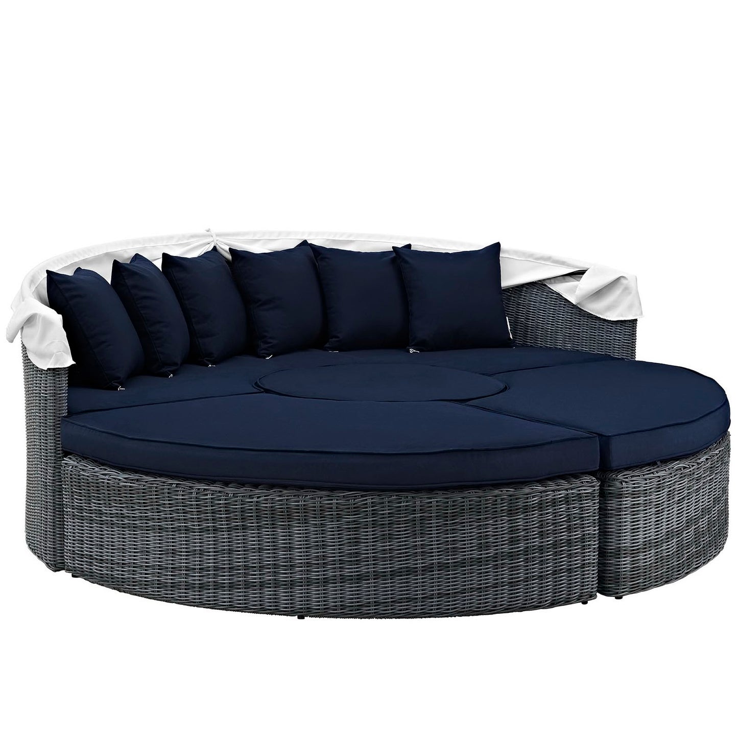 Modway - Summon Canopy Outdoor Patio Sunbrella? Daybed by Modway  Outdoor Furniture Sofa Sectionals Blue - EEI-1997-GRY-NAV-SET