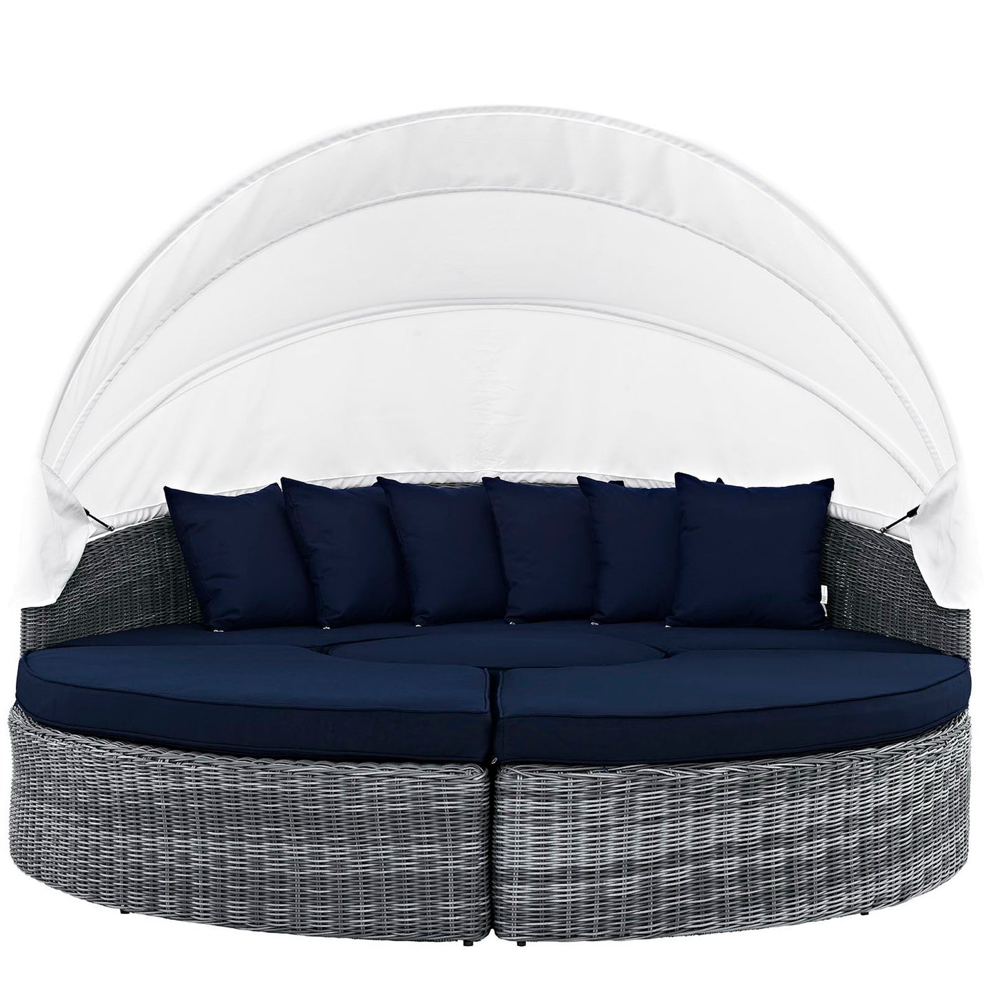 Modway - Summon Canopy Outdoor Patio Sunbrella? Daybed by Modway  Outdoor Furniture Sofa Sectionals Blue - EEI-1997-GRY-NAV-SET