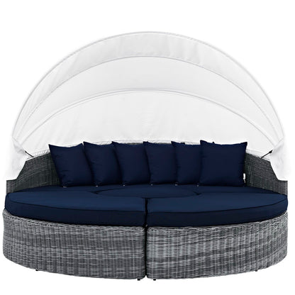 Modway - Summon Canopy Outdoor Patio Sunbrella? Daybed by Modway  Outdoor Furniture Sofa Sectionals Blue - EEI-1997-GRY-NAV-SET