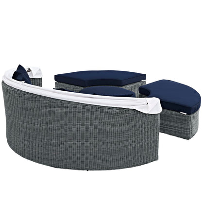 Modway - Summon Canopy Outdoor Patio Sunbrella? Daybed by Modway  Outdoor Furniture Sofa Sectionals Blue - EEI-1997-GRY-NAV-SET