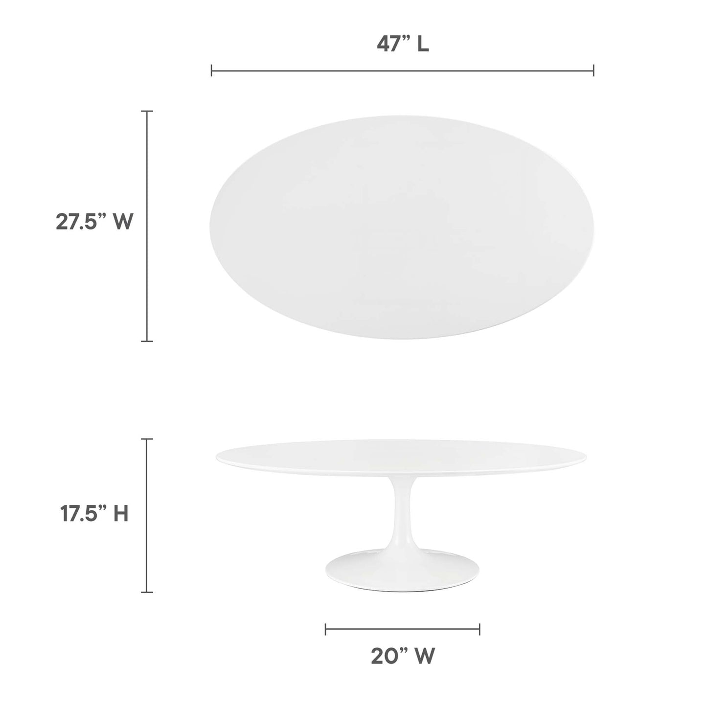 Modway - Lippa 48" Oval-Shaped Wood Coffee Table by Modway  Living Room Tables White - EEI-2018-WHI