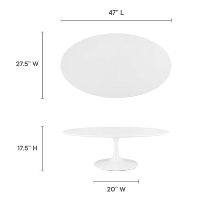Modway - Lippa 48" Oval-Shaped Wood Coffee Table by Modway  Living Room Tables White - EEI-2018-WHI