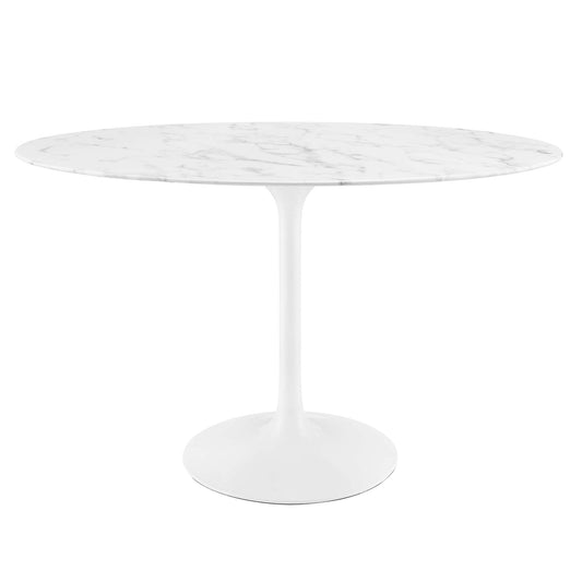 Modway - Lippa 48" Oval Faux Marble Dining Table by Modway  Bar and Dining Bar and Dining Tables White - EEI-2021-WHI